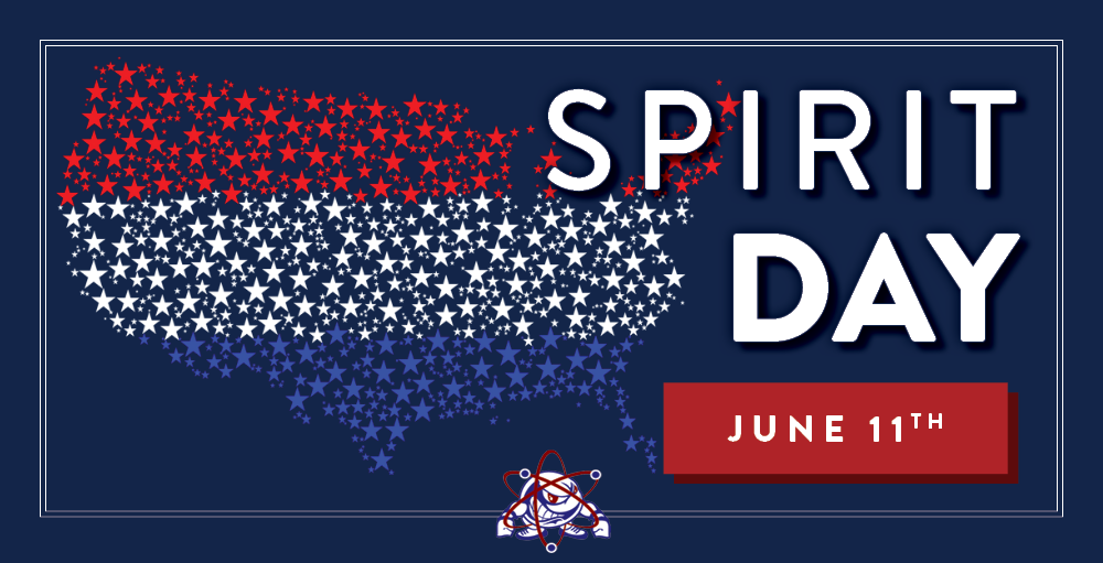 Syracuse Academy of Science and Citizenship elementary school Atoms have an opportunity to wear patriotic colors of Red, White and Blue on 6/11 for the Spirit Day theme of Red, White and Blue Day.