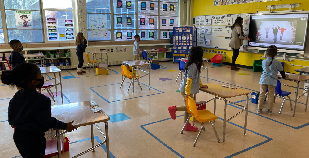 Elementary students at Syracuse Academy of Science and Citizenship participated in aerobic exercises to kick-off a day of learning. Welcome back, Hybrid students.