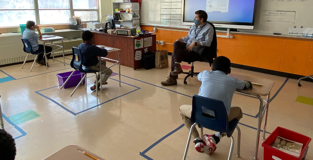Syracuse Academy of Science and Citizenship elementary school 3rd grade teacher, Mr. Roney shares an important lesson with his students. 