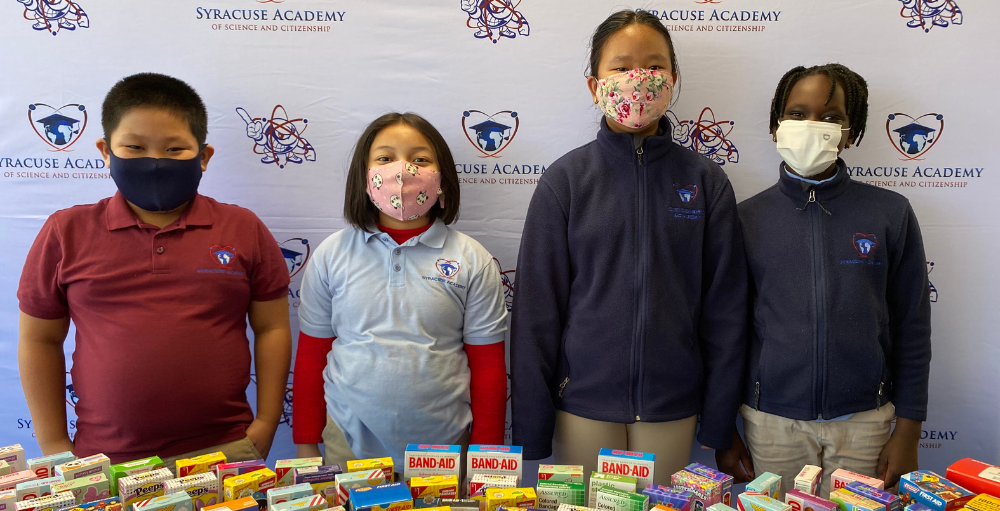 Syracuse Academy of Science and Citizenship elementary collected 4,532 Band-Aids that will benefit the children and families at Upstate Golisano Children’s Hospital.