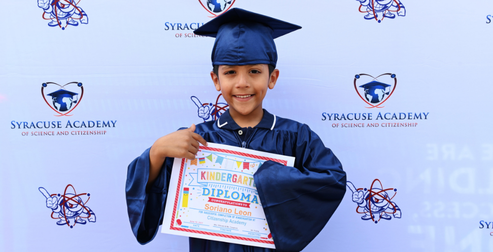 Syracuse Academy of Science and Citizenship elementary school kindergarten students receive a Kindergarten diploma at their Kindergarten Graduation Ceremony. Congratulations to the future Class of 2033!