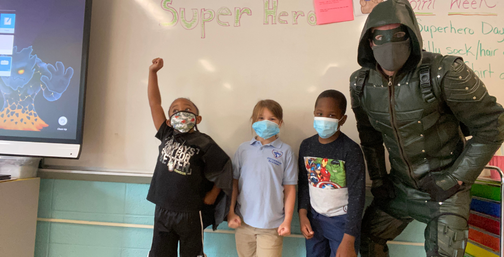 Syracuse Academy of Science and Citizenship elementary school students dress as their favorite Superheros for their Spirit Day theme of Superhero Day!