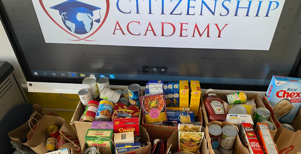 Syracuse Academy of Science and Citizenship elementary school collected and donated 536 pounds of non-perishable food to The Food Bank of Central New York.