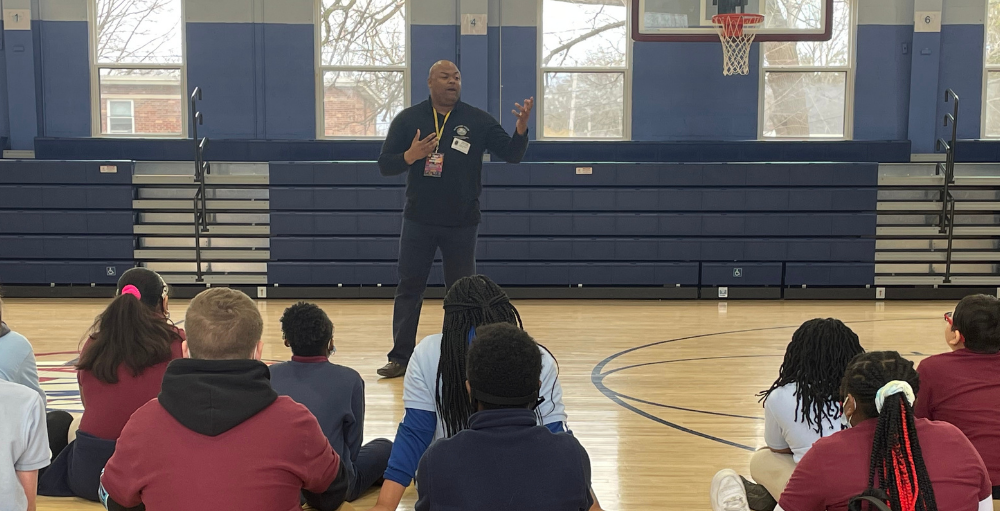 Syracuse Academy of Science and Citizenship elementary school welcomed guest speaker, Syracuse Police Officer, Mr. Oliver who spoke about the Syracuse PAL program.