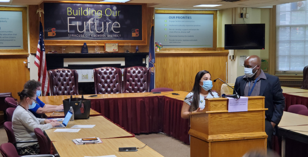 A public hearing was held on October 5th where members of the community spoke in favor of Syracuse Academy of Science and Citizenship Elementary School to renew its charter school contract.